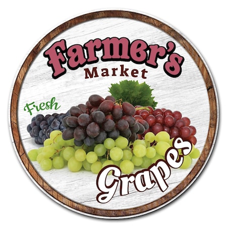 Farmers Market Grapes Circle Vinyl Laminated Decal